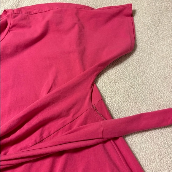 Eloquii Pink Cross Front Wrap Flutter Sleeve Dress - Picture 8 of 12